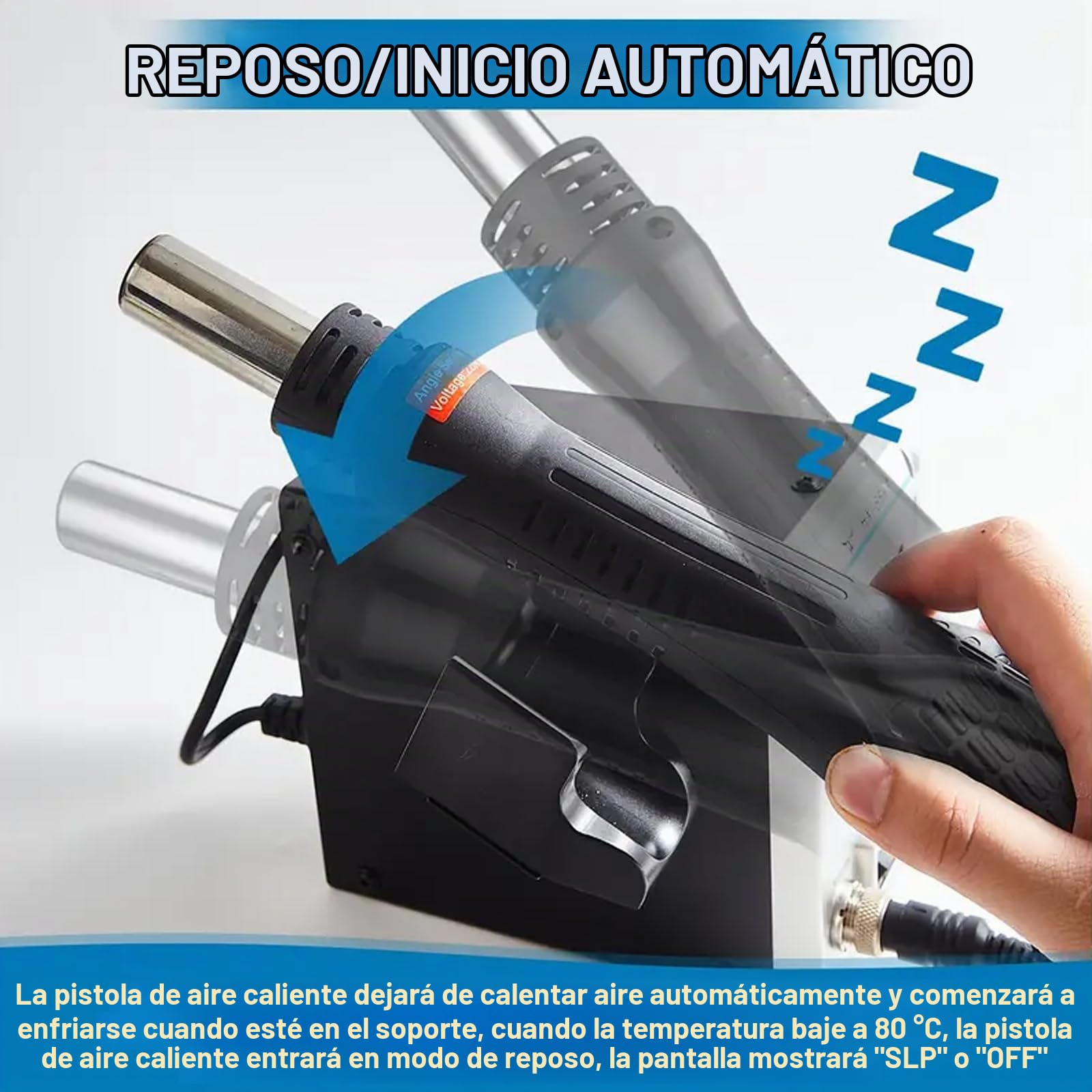 Estación de Soldadura 2 en 1, Juego de Soldador de Aire Caliente con 3 Boquillas de Aire, Temperatura Ajustable de 200 a 480 °C, Pantalla Digital, Profesional para Reparación Electrónica