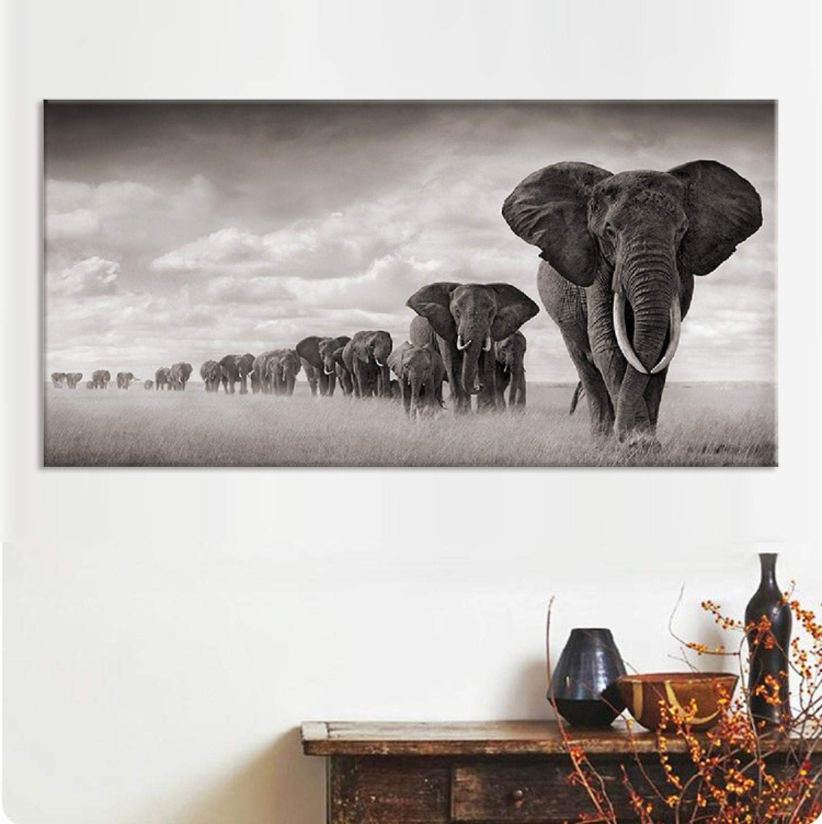 Naturaleza animal salvaje elefante lienzo pintura carteles impresiones arte de la pared imágenes para la sala de niños decoración del hogar 40x80 cm marco interno