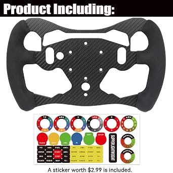 ロジクールG PROレーシングホイール用12インチF1フォーミュラリアルカーボンファイバー。軽量オリジナルスエードの交換。Logitech G RS TRUEFORCE Force Feedback RS50システムハブ12インチ-スエード付き