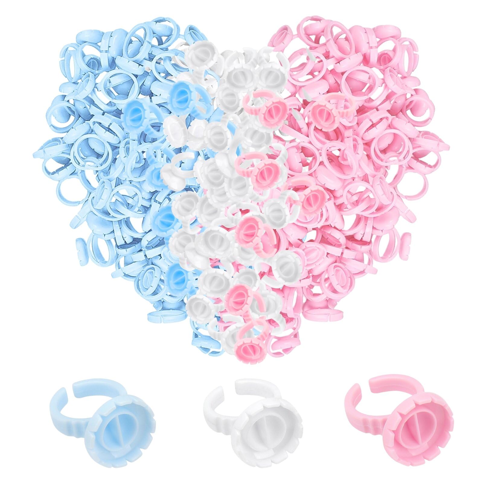 KEYRI 300 Pezzi Piccoli Anelli per Trucco Portacolle Titolare Colla Collante per Extension Ciglia Anelli di Plastica Porta a Forma Supporto per Colla Monouso in Plastica (Multicolore)