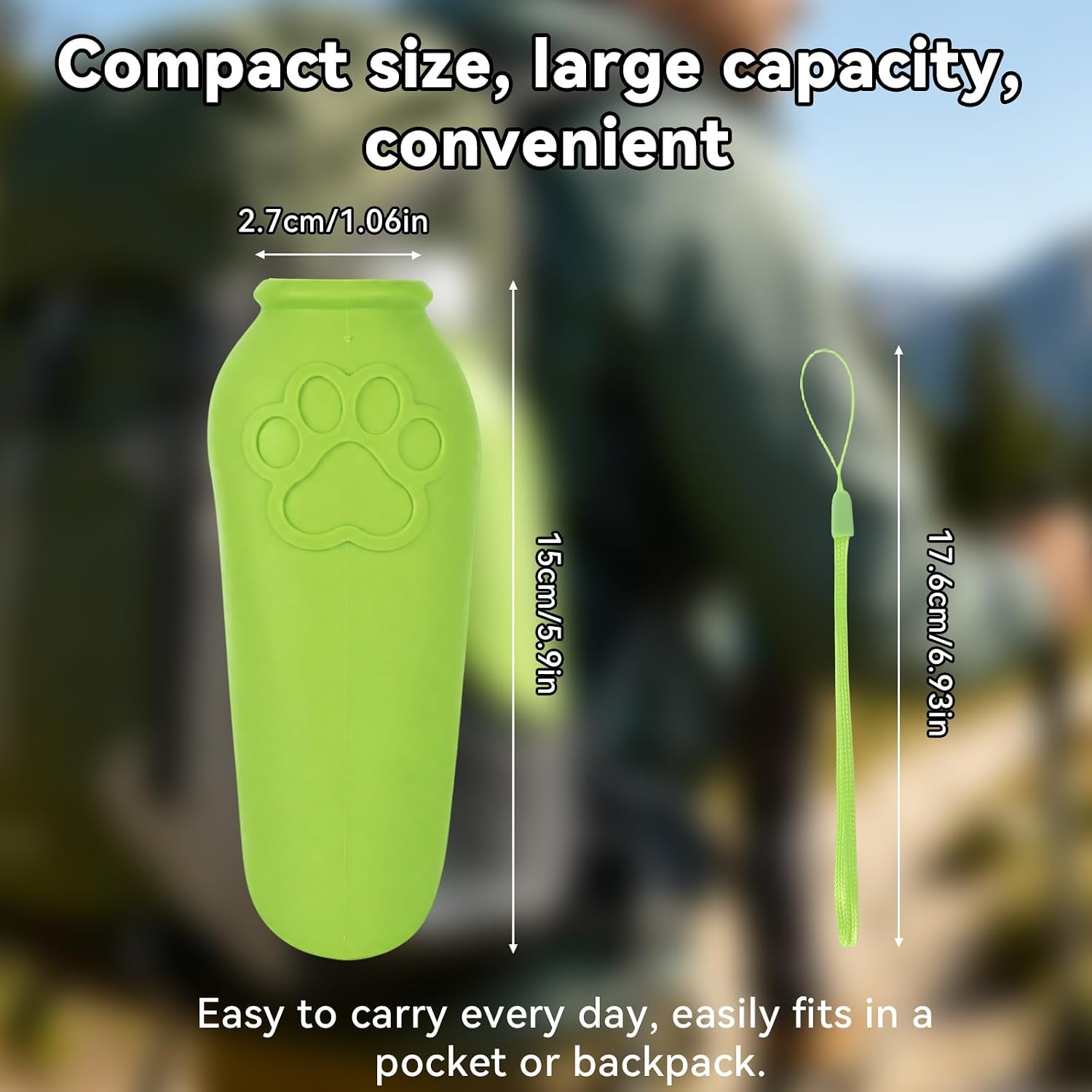 NQEUEPN Dog Water Bottle Attachment with Lanyard (Green) image 2
