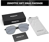 Vista 6 de ZENOTTIC Gafas de sol polarizadas de madera de aviador para hombre, 100% protección UV, pesca, conducción, golf