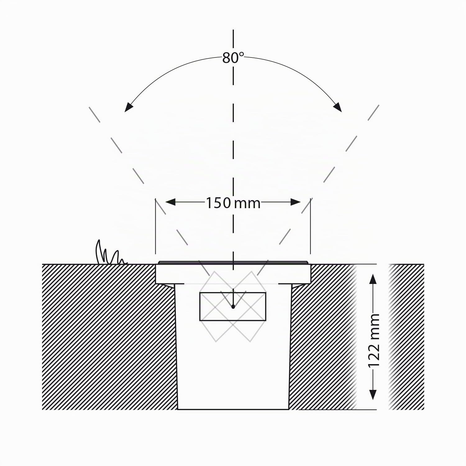 ledscom.de 2 Stück Bodeneinbauleuchte BOFU für außen, IP67, schwenkbar, edelstahl, rund, 150mm Ø, 1x GU10 max. 15W