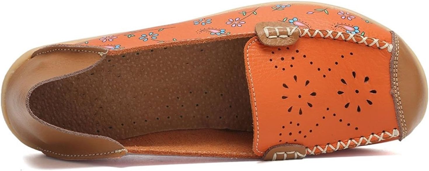 VenusCelia Women's Comfort Walking Boat Shoe 5 Orange Bloom (Cutouts)