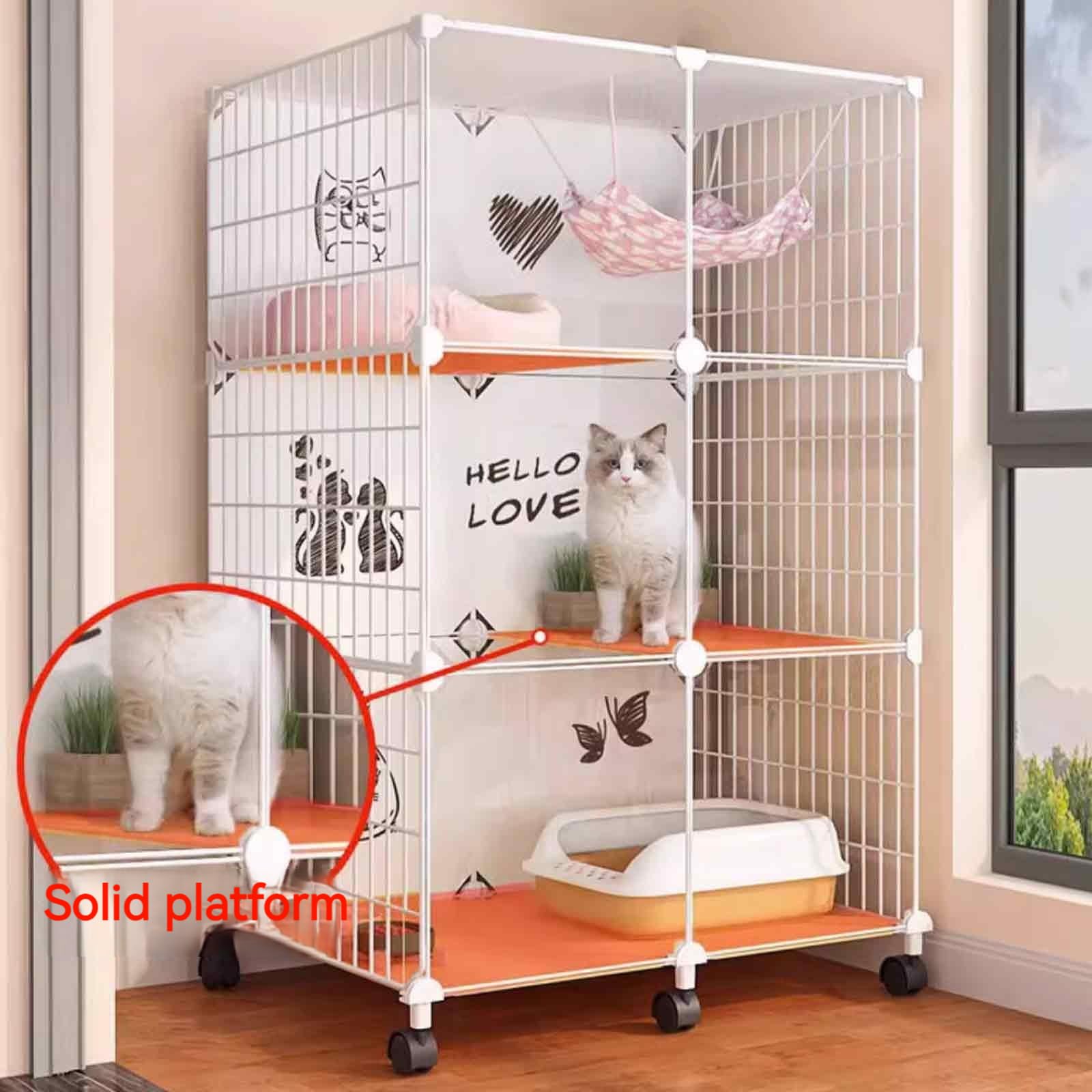 Generico Gabbie per Gatti da Interno, Grandi, per Animali Domestici, Staccabili, recinti per Gatti da Interno, recinto per Gattini da Interno, con carrucole a 360°, Design Trasparente, Facile da spos