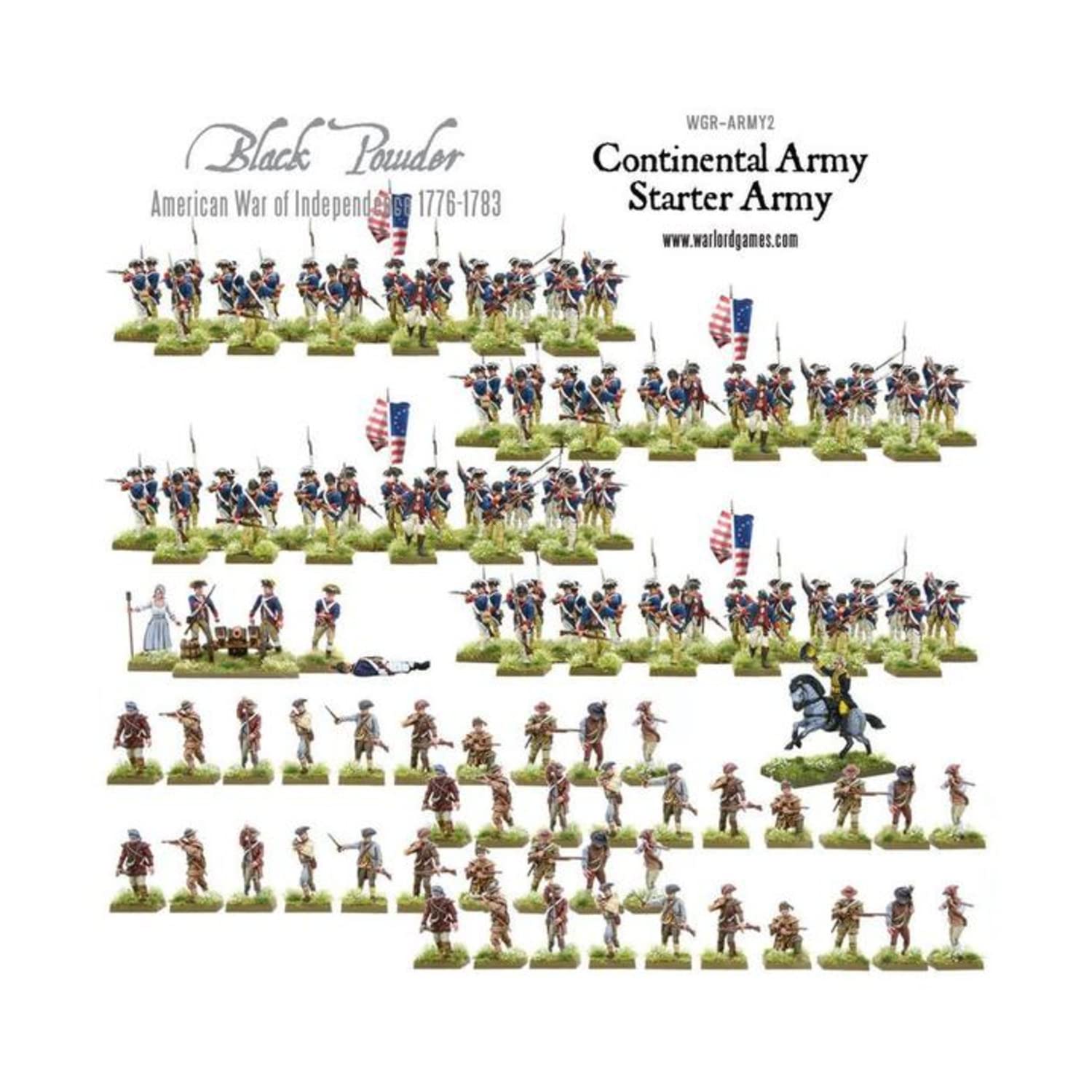 Warlord Black Powder Revolutionary War Continental Starter Army Tabletop Miniatures - Plastic Paintable Miniature 1700-1900 Soldiers Set, Unpainted Table Top 28mm Military Minifigures for Adults - Image 2