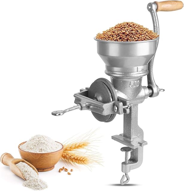 Hand Operated Grain Mill, Household Manual Food Grinder Grain Flour Grinding Machine Hand Crank Grinding Tool Kitchen Utensils