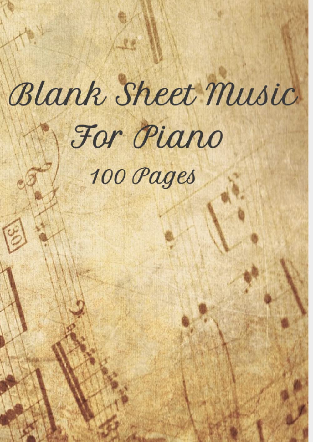 Independently published Blank Sheet Music Manuscript: For Piano, 12 Plain Staffs, Staves. 100 Sheets