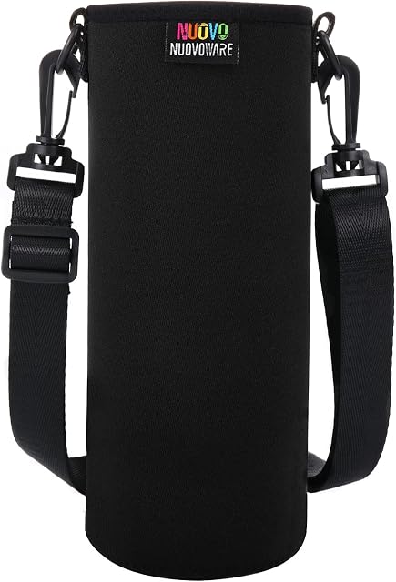 Nuovoware Water Bottle Carrier Bag, Premium Neoprene Portable Insulated Water bottle Sling Holder Bag 1000ML with Adjustable Shoulder Strap for Men Women Kids Hiking, Sling Bottle Bag Case, Black
