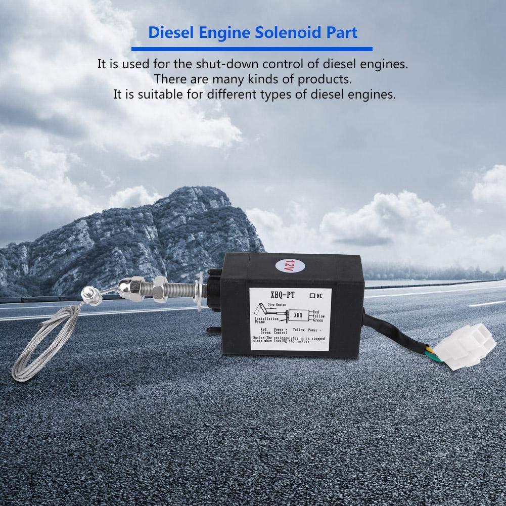 Elettrovalvola di arresto, DC 12/24V Disel motore Motore dispositivo di spegnimento motore utilizzato per il controllo di spegnimento dei motori (12V)