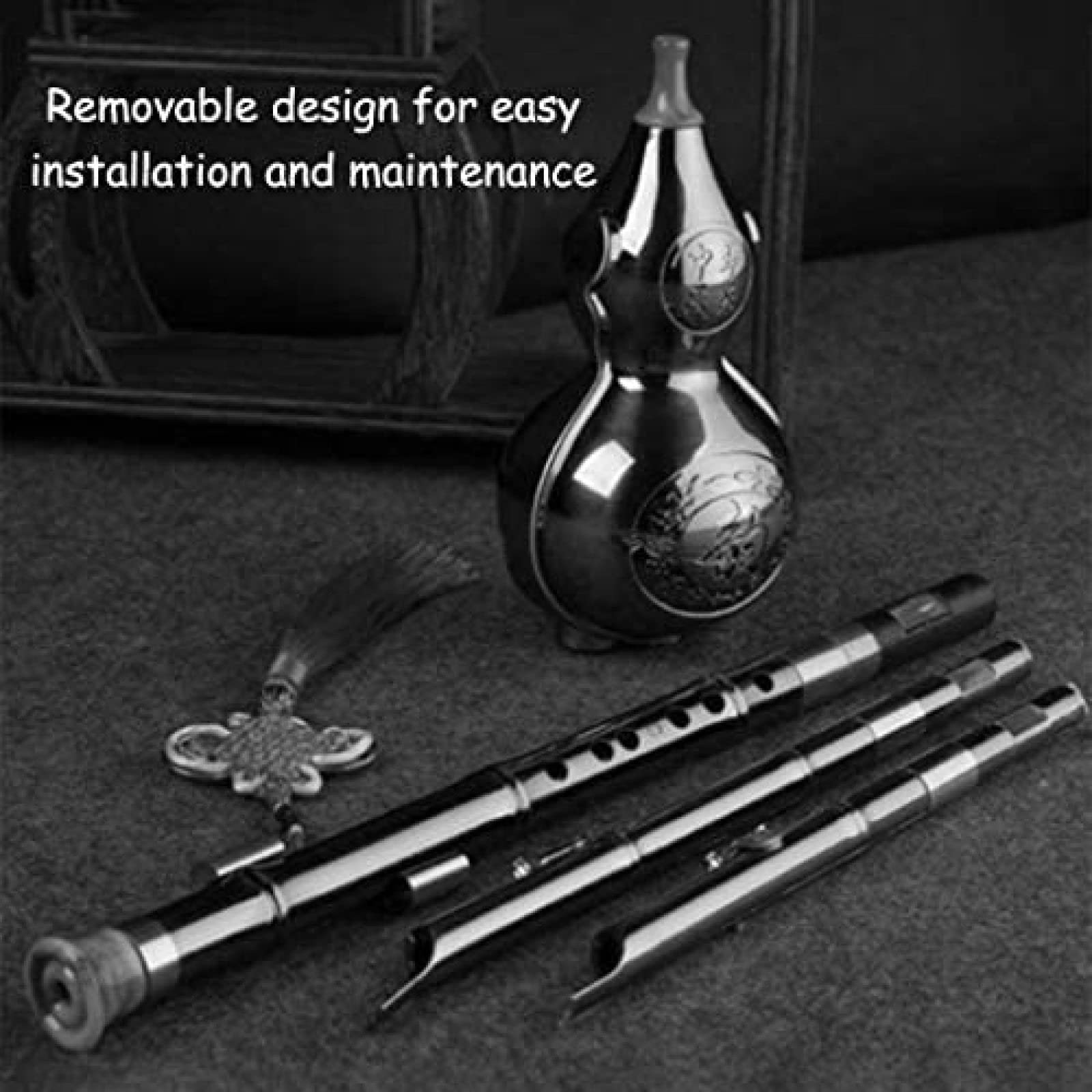 Hulusi, Gourde Flûte, Cucurbitacées Flûte Traditionnel Ethnique Durable Cuivré Hulusi Gourde Flûte Salle De Concert Jouant Long Instrument À Vent Débutants Contact Instrument À Vent,Cuivré,C-CLÉ,C