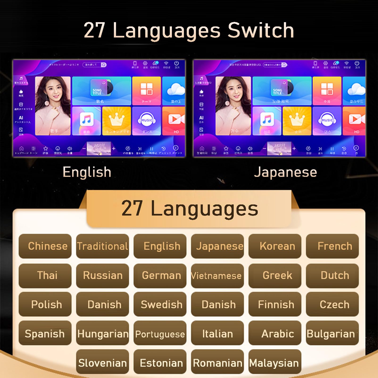 Professionelle Karaoke-Maschine: Alles in einem mit 19,5/22 Zoll Touchscreen, 27 Sprachen, für Partys zu Hause/Erwachsene/Kinder,19.5inch-4TB
