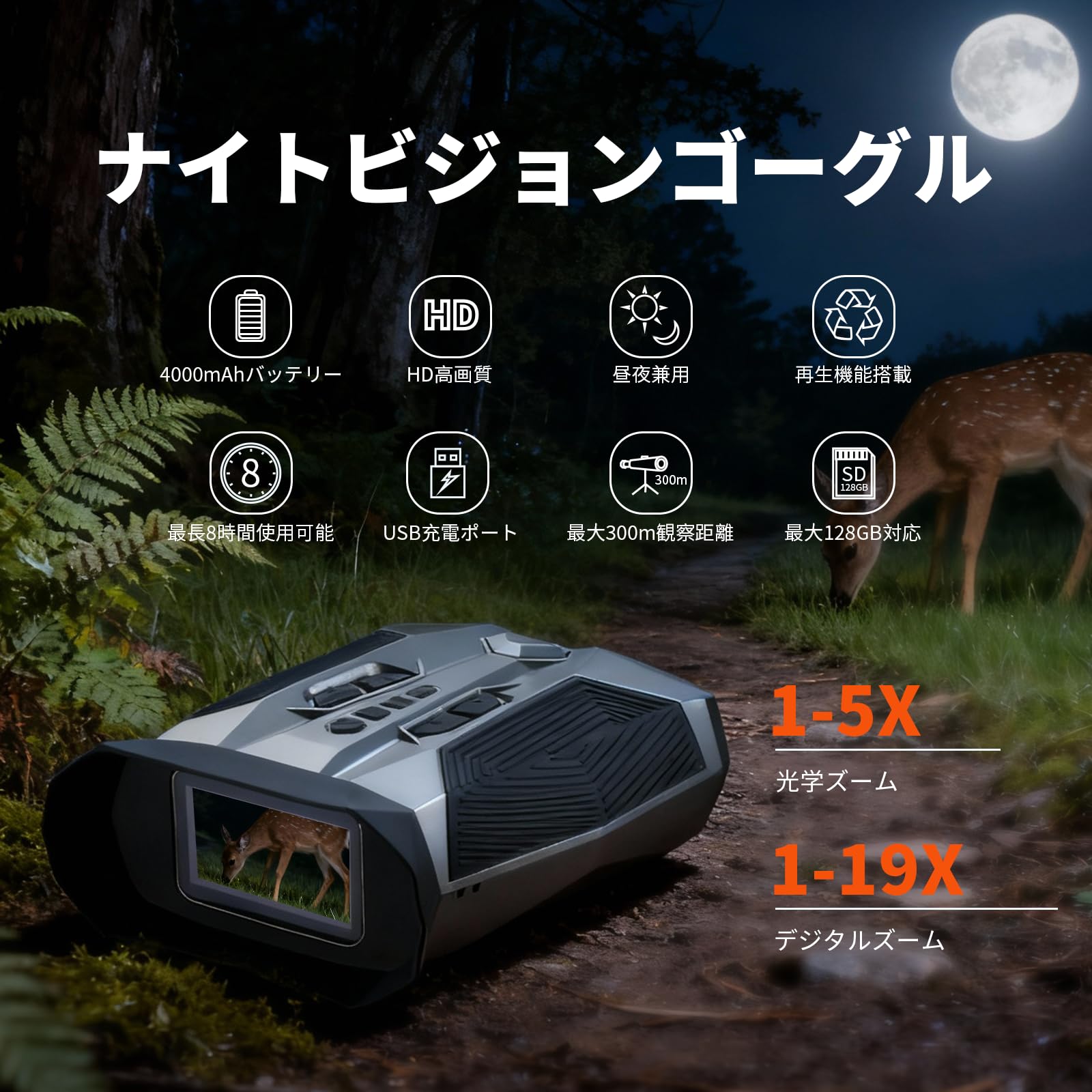 Amazon.co.jp: 暗視スコープ ナイトビジョン 19倍ズーム・300m