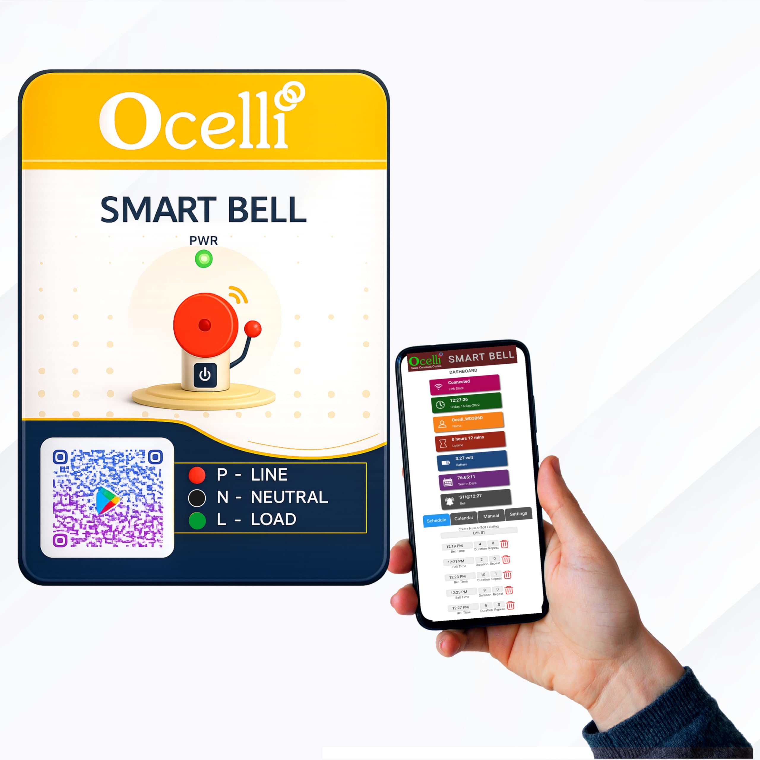 Ocelli Automatic School Bell Management System 3 Seasons 20 Bells/Day Unlimited Holidays