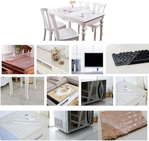 Miniatura 3 de Mantel de PVC transparente, impermeable, de vidrio suave, transparente, cubierta de mesa, lavable, a prueba de aceite, para mesa de comedor,
