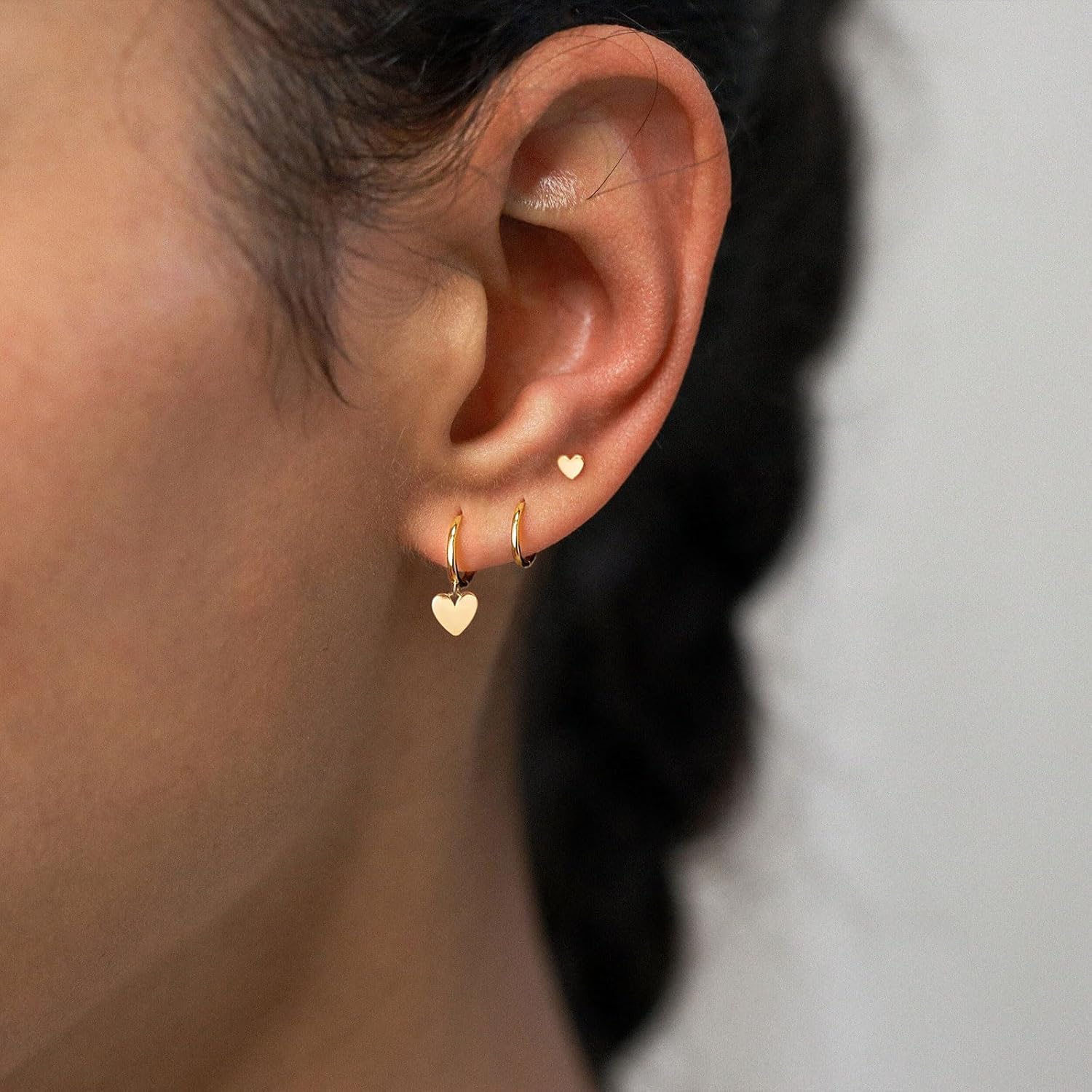 VRIUA 3 Pairs Gold Earrings Set - 14K Gold Plated Stacks Earring Bow Pearl Butterfly Heart Clover Star Moon Diamond Starburst Huggie Hoop Earrings for Women Trendy Jewelry - Image 3