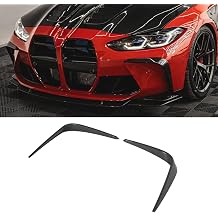 Front Bumper Garnish Trim for BMW M3 M4 G80 G82 G83 2021-2025 | 2PCS Add-on Front Fangs Trims,ABS Plastic,No Drilling Required,Body Kit Carbon Fiber Painted