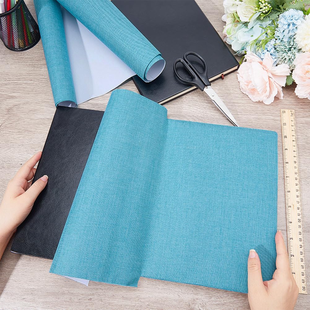 CRASPIRE 51 x 11.8inch Linen Book Cloth for Book Binding Fabric Surface Paper Backed Bookcover Books Album Scrapbooking Archival DIY Covering Protector Bookcloth Bookbinding Supplies Cadet Blue - Image 3