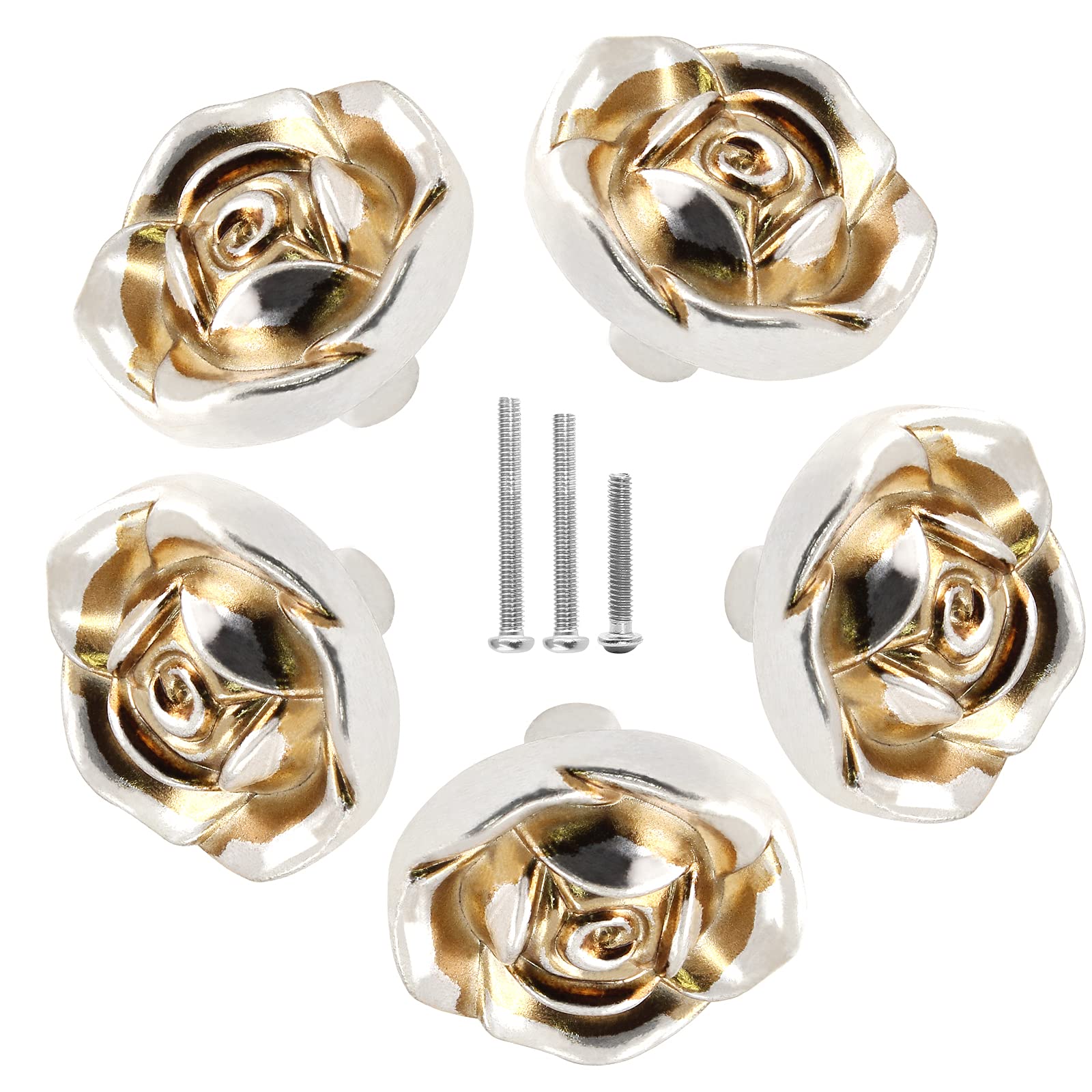 Boutons de tiroir vintage rose en zinc avec vis fournies pour montage rapide