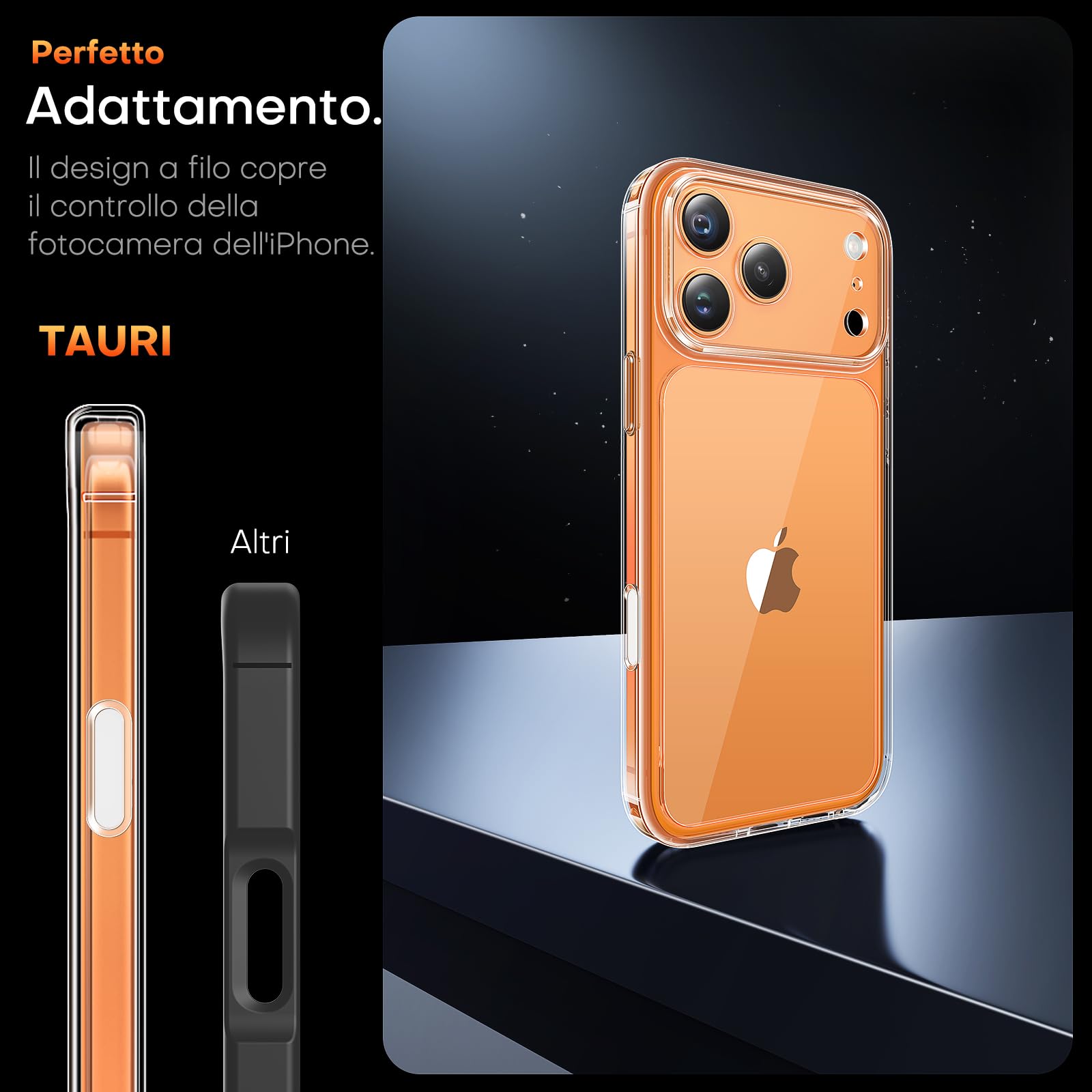 TAURI Cover per iPhone 17 Pro con Controllo Della Fotocamera, con Pellicola in Vetro Temperato, Protezione Completa della Fotocamera,Custodia per Sottile Antishock, Anticaduta- Trasparente