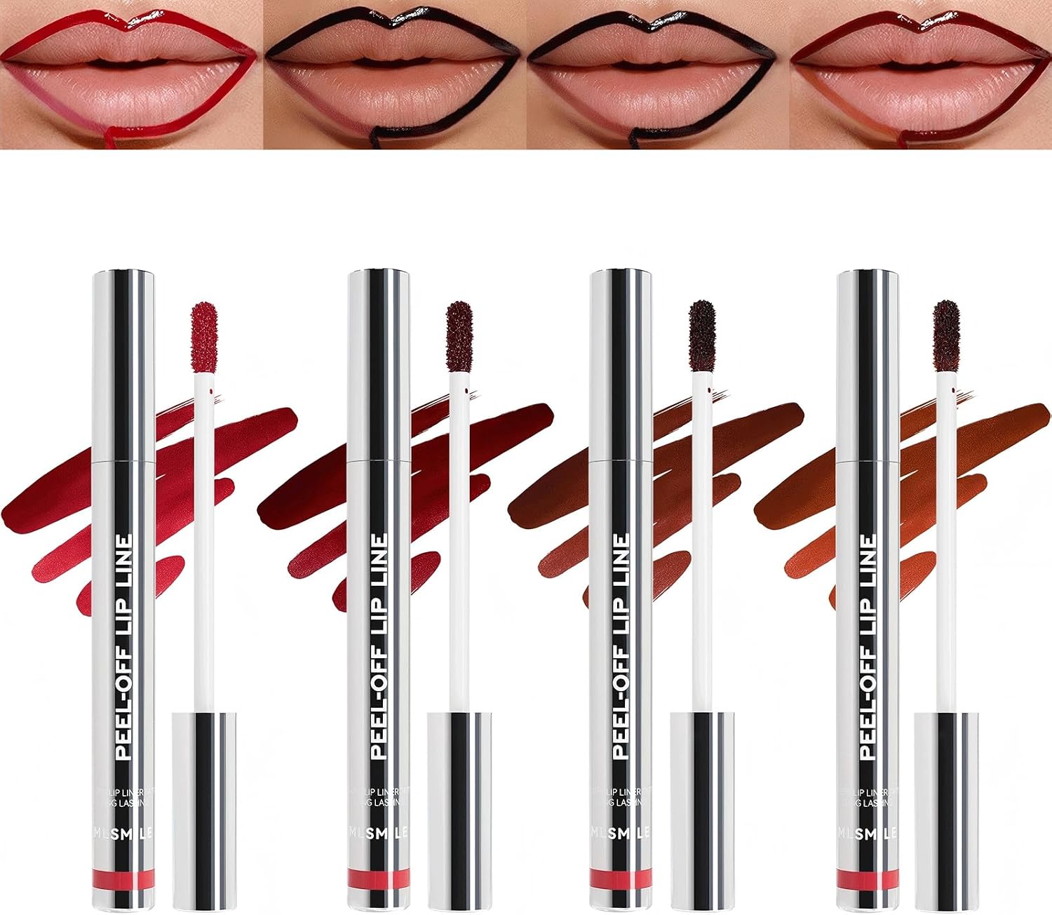 4PCS Lip Stain Peel Off, Peel off lip liner Stain Set, Matte