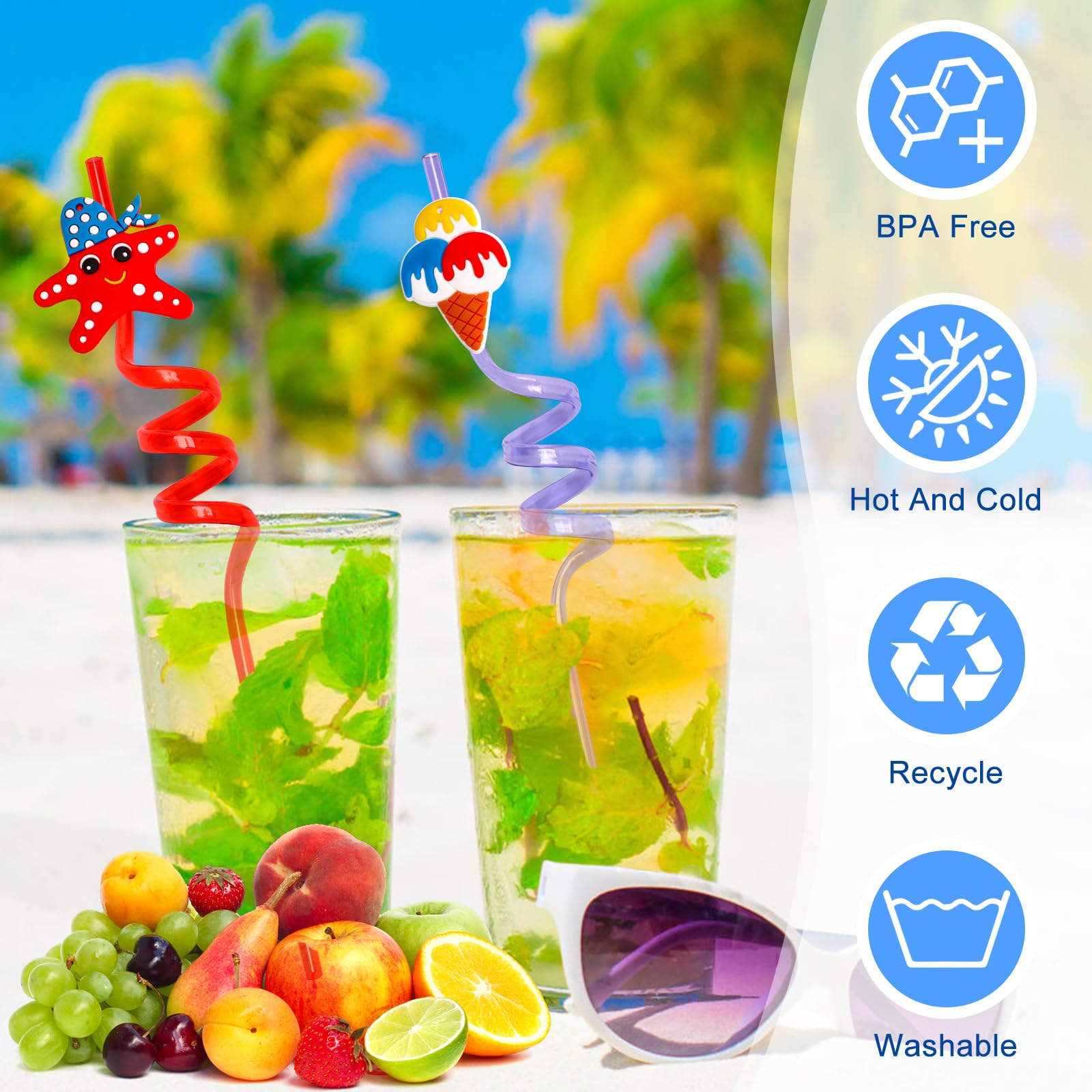 Crazy Straws For Kids 24Pcs Drinking Straws, Party Decorations