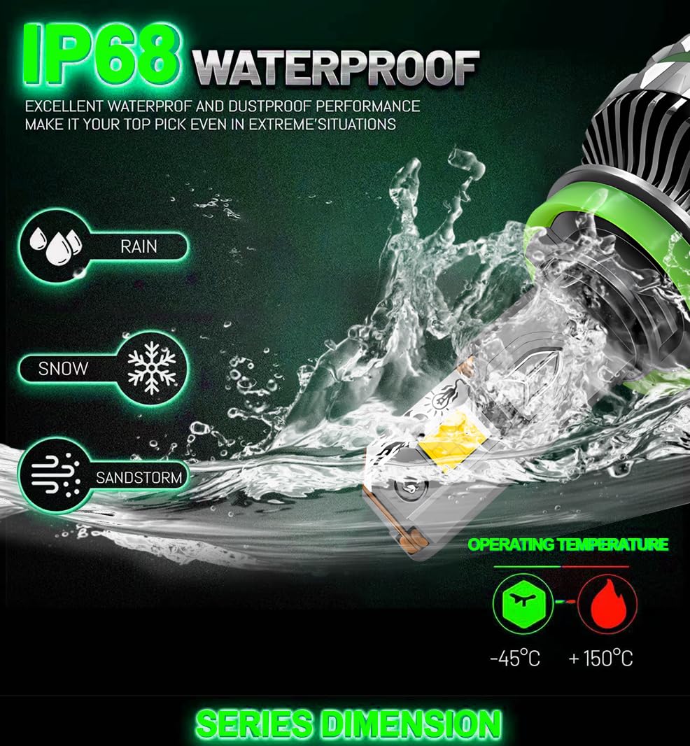 Lampadine LED Auto H1 H4 H7 H11 9005 9006 9012, 300W 46000LM, Faro LED Bianco Freddo 6500K, 12V con Chip CSP, Dissipazione Avanzata, IP68 Impermeabile (H7)