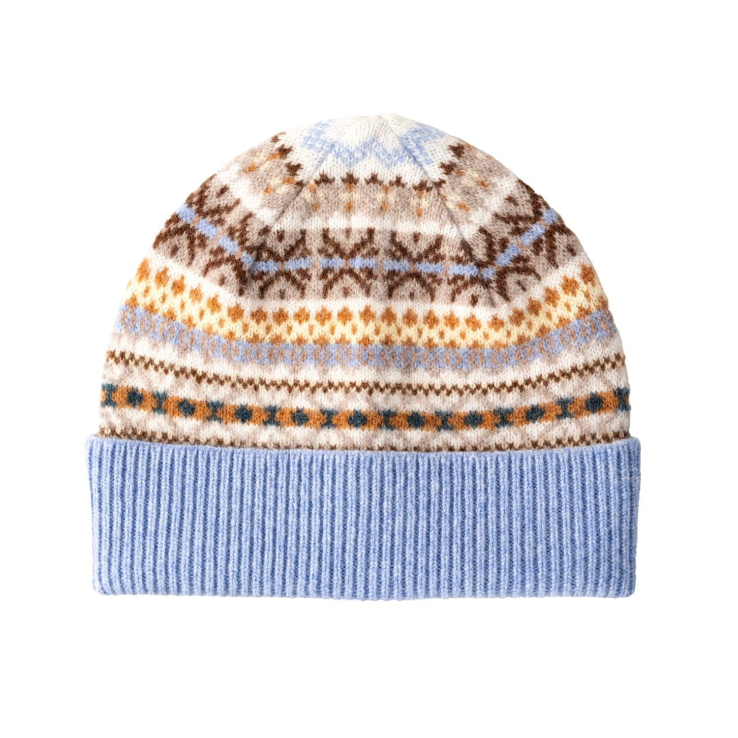 The Cashmere Choice Ladies Fairisle Beanie | Kerse | Lomond Lambswool (Light Blue - 2503)