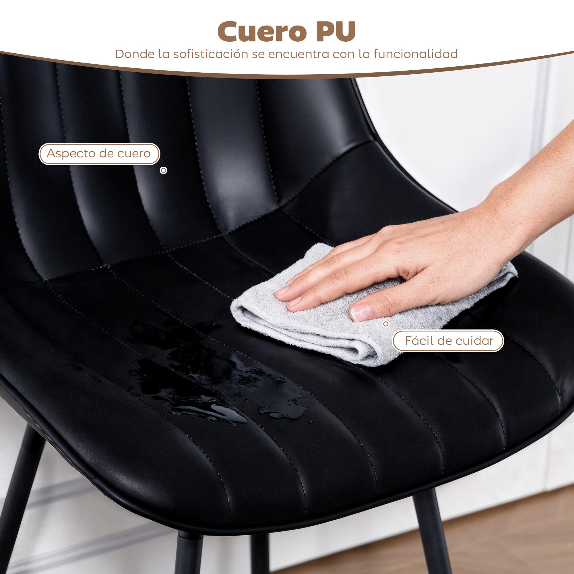 HOMCOM Juego de 2 Taburetes de Bar Giratorios con Reposapiés Negro | Taburetes Altos de Cocina con Respaldo Curvado, Tapizado en PU, Marco de Acero, Sillas Altas de Cocina para Comedor, Salón