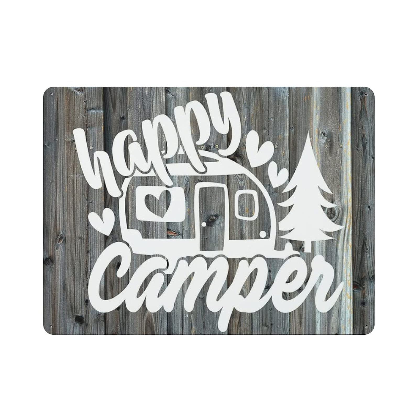 Metal Tin Sign Happy Camper Vintage Tin Poster Metal Sign Wall Decoration Country Kitchen Home Garage Decor 12"x16"