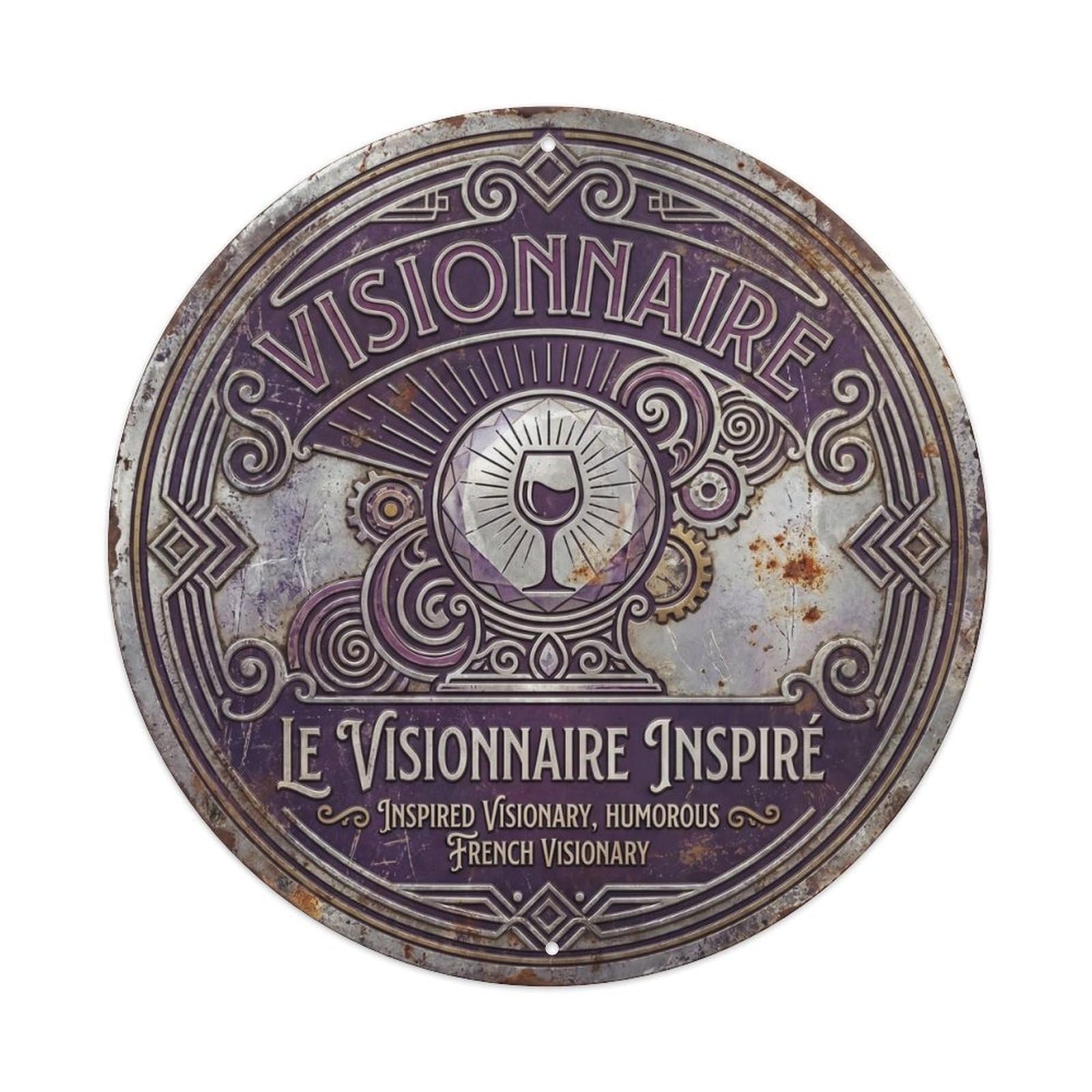 Visionary Humorous Bistro Visionary Metal Tin Sign Plaque Wall Decor for Cafe, Club Bar, Office, Home Garden Round Metal Poster 8x8Inch
