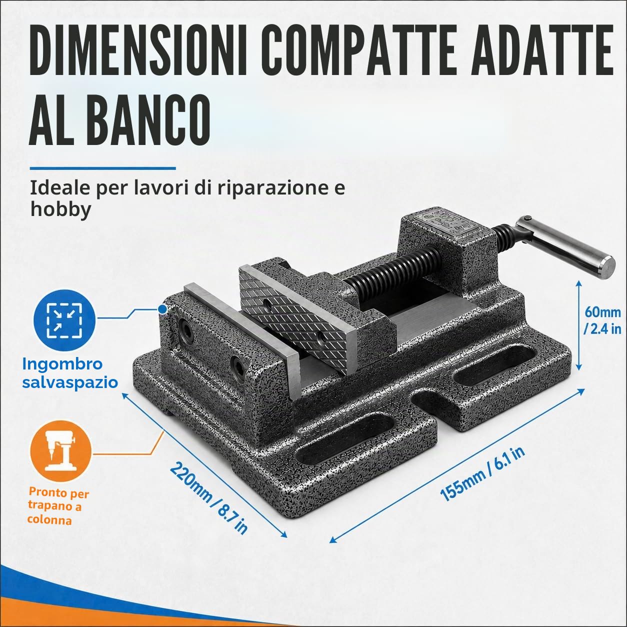 KATSU Morsa per Trapano da Banco a Colonna 3" 75mm Tipo Americano di Qualità Professionale per Trapano a Pressa per Fresatrice 40227330