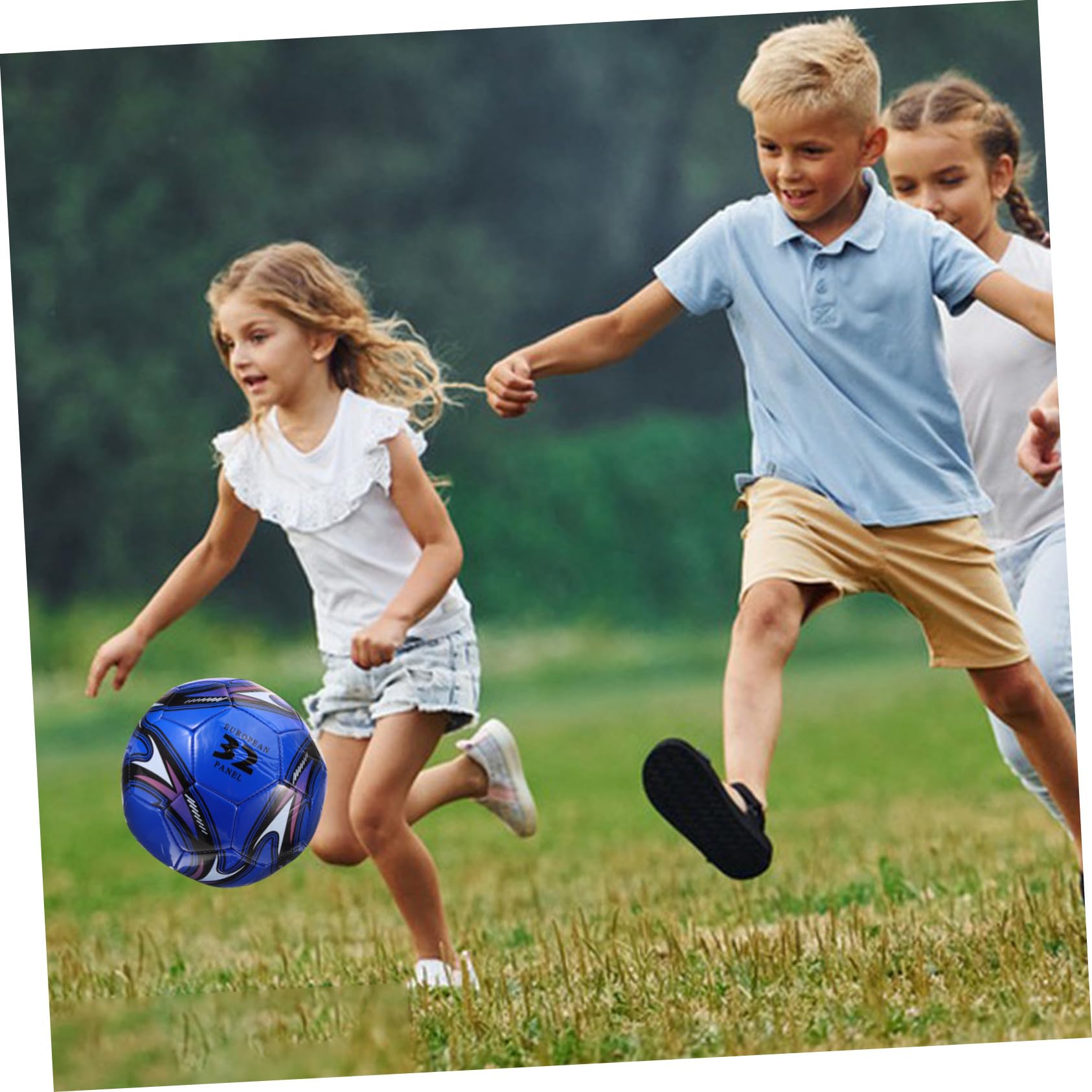 Balón de Fútbol 5 PVC para Niños, Balón Inflable para Entrenamiento, Tamaño Pequeño, Color Azul Tornado, Pelota de Fútbol para Exterior, Adecuado para Juego y Práctica Escolar