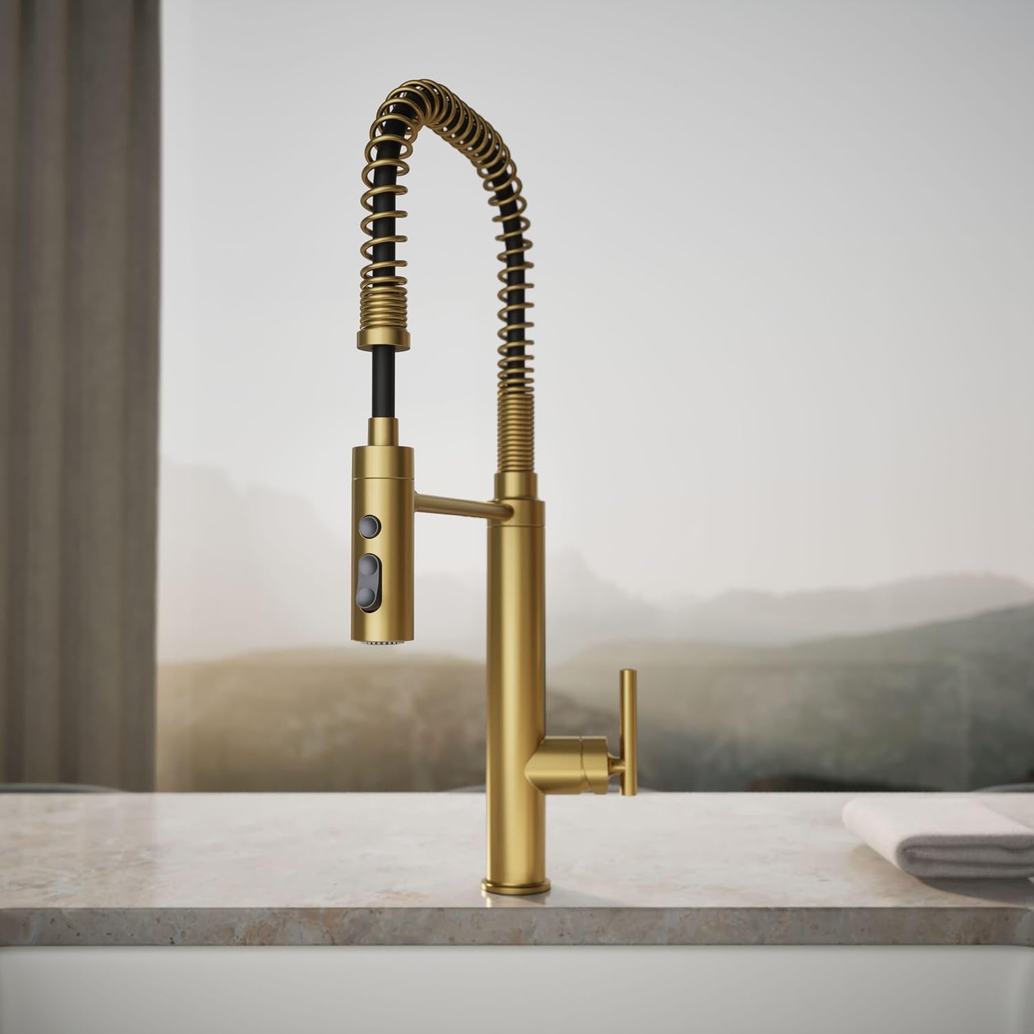 KOHLER K-24982-2MB Purist® Semi-Professional Pull-Down Kitchen Sink Faucet, Commercial Kitchen Sink Faucet with Sprayhead, Vibrant Brushed Moderne Brass