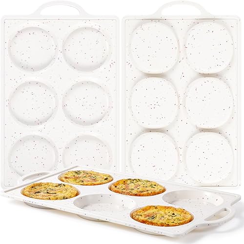 Miniatura 20 de CAKETIME Molde de silicona para magdalenas con marco de metal, sartén redonda antiadherente de 4 pulgadas para muffins ingleses, empanadas, pan