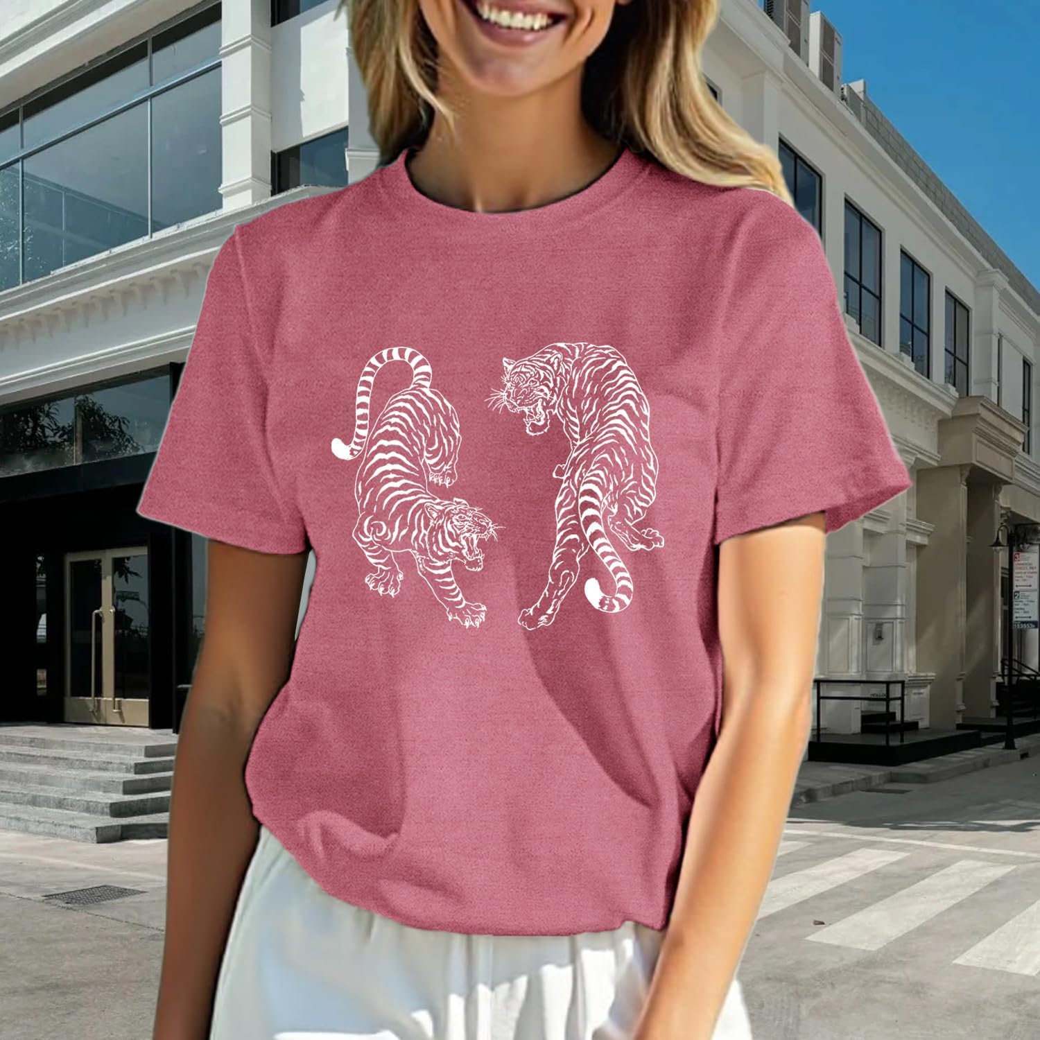 Tiger Shirts for Women Animal Lover Tshirts Aesthetic Shirt Tiger King Tee Tops - Image 2