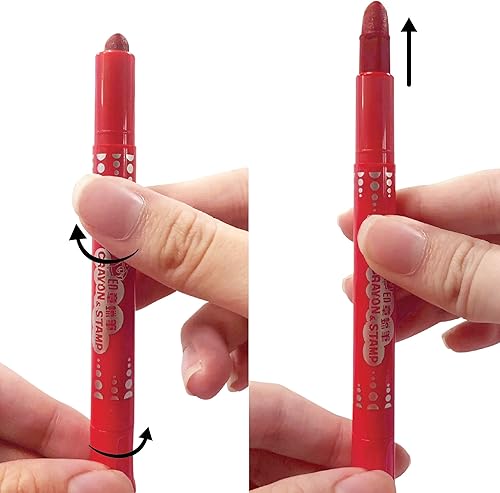 Miniatura 3 de Lucky Art - Crayones con tapa de sello extra, 12 crayones de colores retorcidos, no tóxicos, crayones para libro de colorear, diario bíblico,