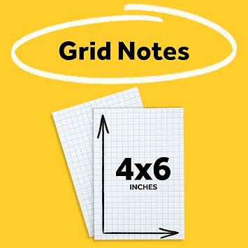 Post-it Süper Yapışkan Notlar, 4x6, 3 Ped, 2x Yapıştırma Gücü, Mavi Izgara Çizgileri ile Beyaz, Geri Dönüştürülebilir (660-SSGRID)