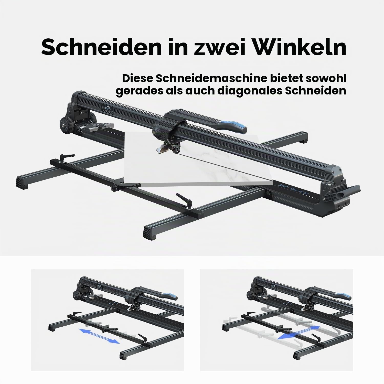 120 cm Manueller Großfliesen-Fliesenschneider mit Laserführung, max. 15 mm | Integrierter Magnetischer Trenner am Legierungsrahmen, große Schnittstärke, tragbare rutschfeste Räder