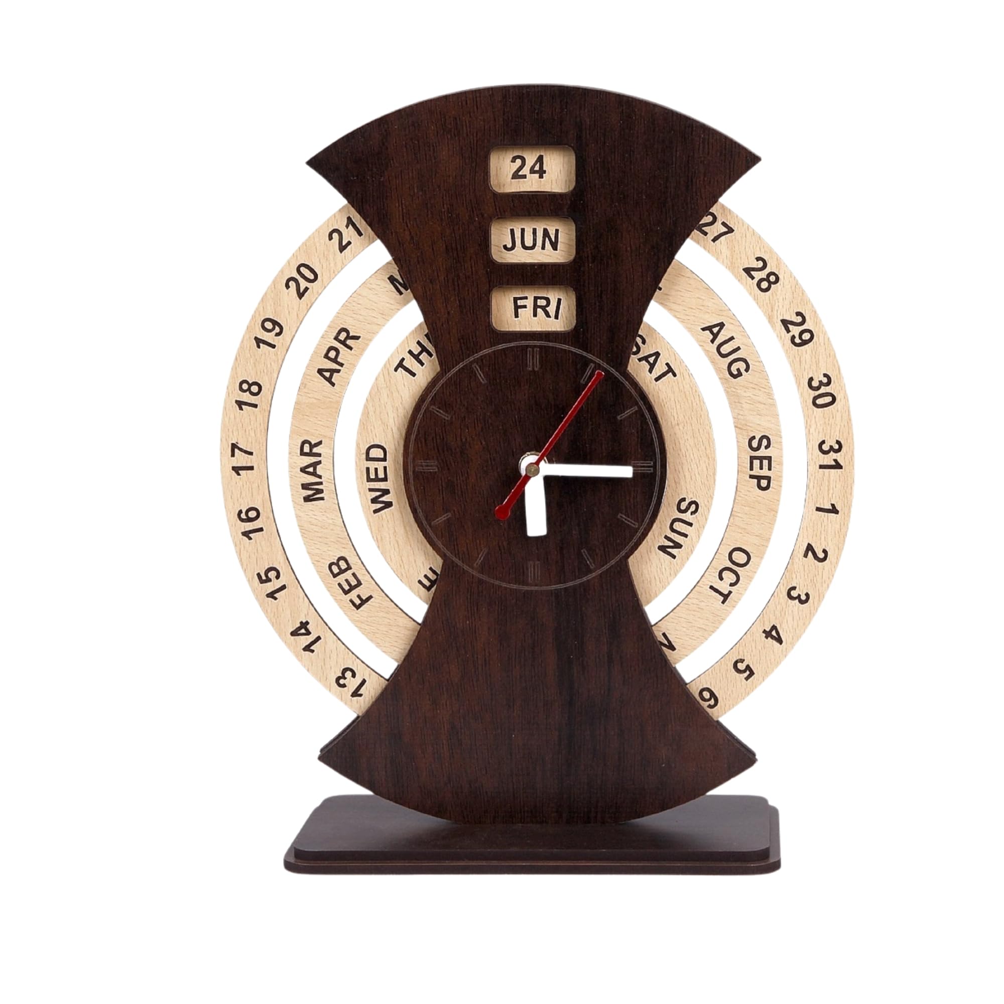 Wooden Mini Desk Life Time Calendar with Clock | Decorative Home & Office Desk Clock | Functional Calendar & Timepiece Combo for Office Desk & Home Decor-image-28