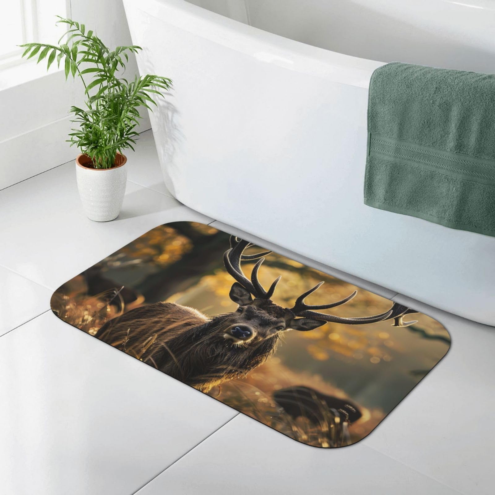 Tapis de salle de bain cerf rouge anti-glissade haute absorption