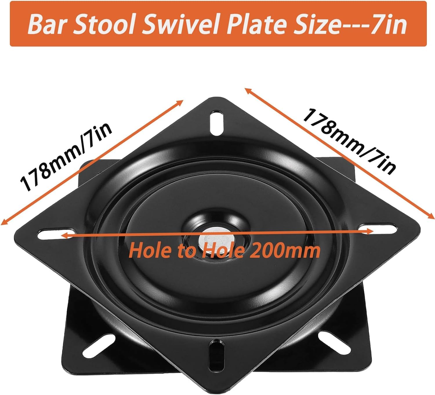 178 mm drehbare Platte, 360 ° drehbare Platte, drehbare Platte mit Kugellager, Drehplatte aus Stahl für Küchenbarhocker, Thekenstühle, Schwarz