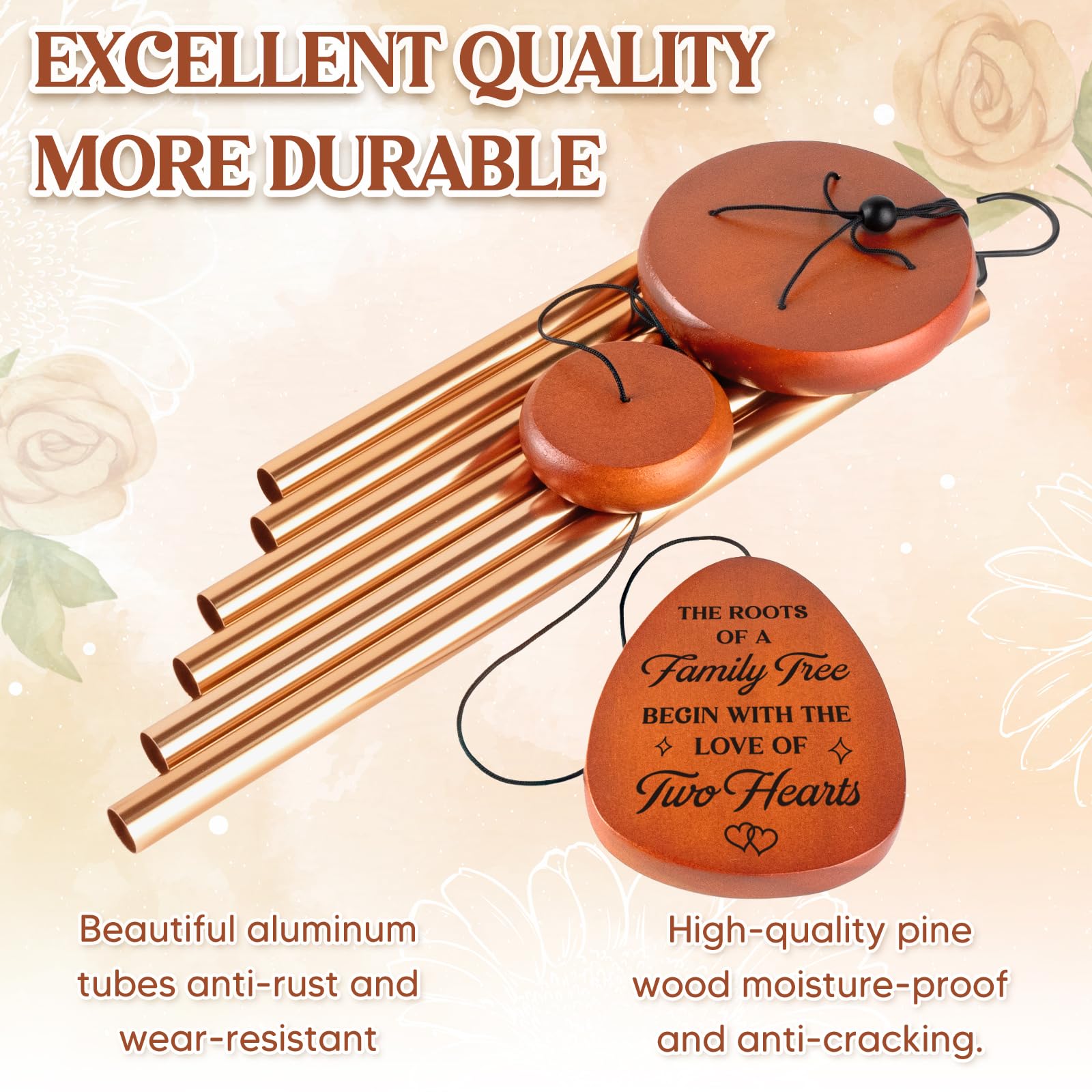 50th Anniverasry Wedding Gifts Wind Chimes, Anniversary Golden Gift for Couple, Wife, Husband, Romantic 50 Years Presents for Parents, Friends, Grandparents, Windchimes Decorations