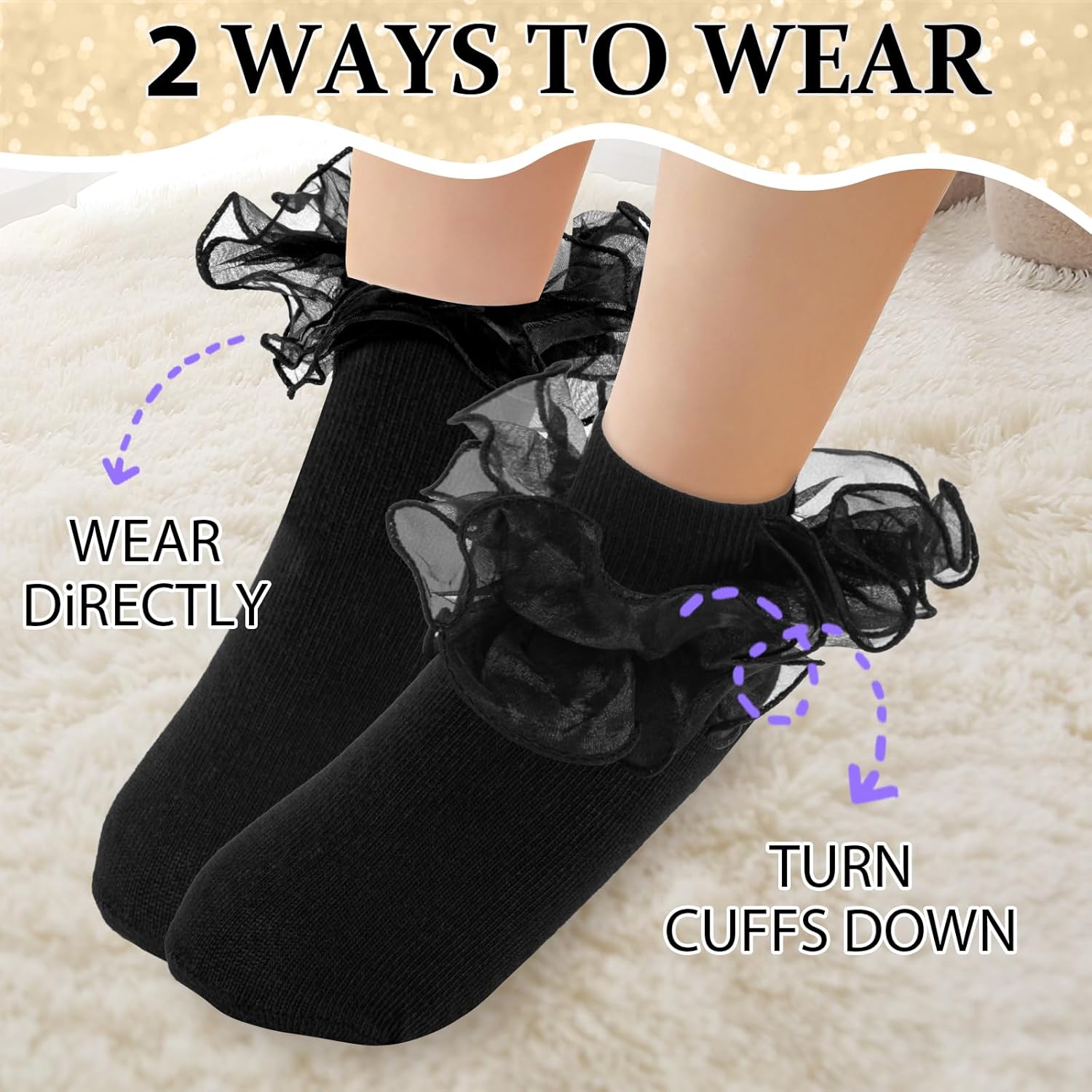 Girls Ruffle Socks Toddler Girl Frilly Dress Socks Double Lace Big Ruffles Fold Over Church Fancy Sock for Baby Kids - Image 6