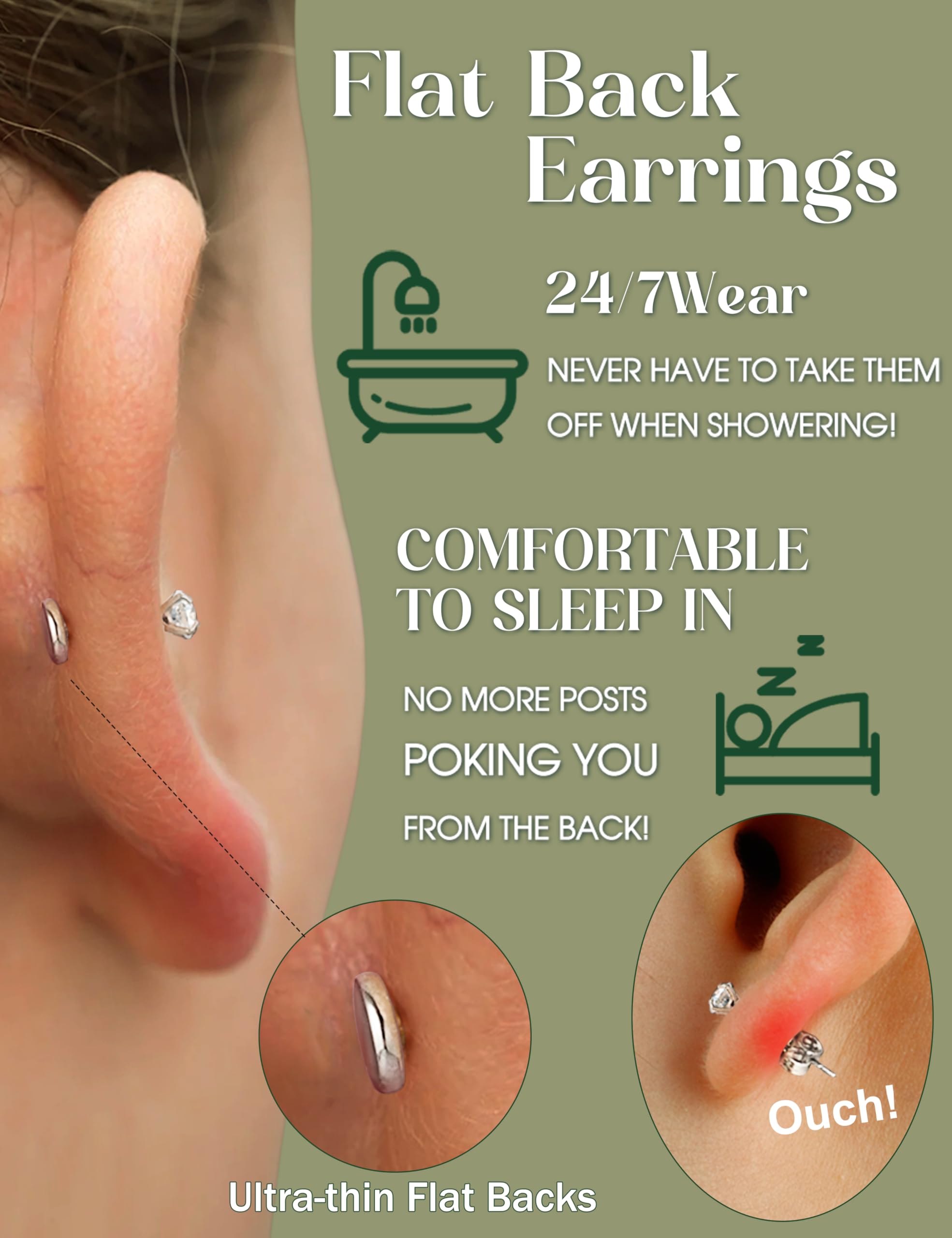 Adramata Piercing Oreja Tragus Helix Labret Roscado Interno Labio CZ Hipoalergénico Medusa Pendiente Pequeño Conch Cartílago Oro Plata 6/8/10MM