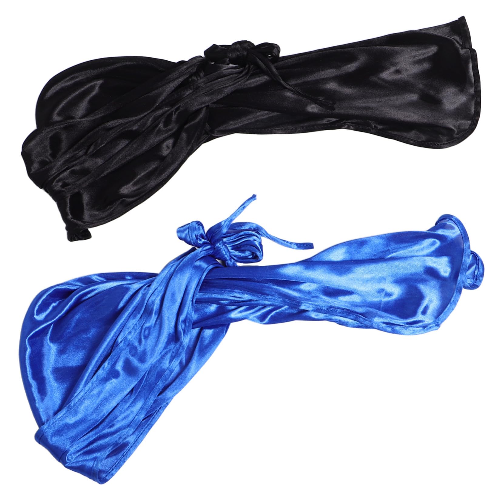 balacoo 2pcs Silky Durag: Long Tailed Turban Headwear Beanie Cap Headwraps Pirate Cap Bandana Hat For Men Women Running Cycling Hiking Camping