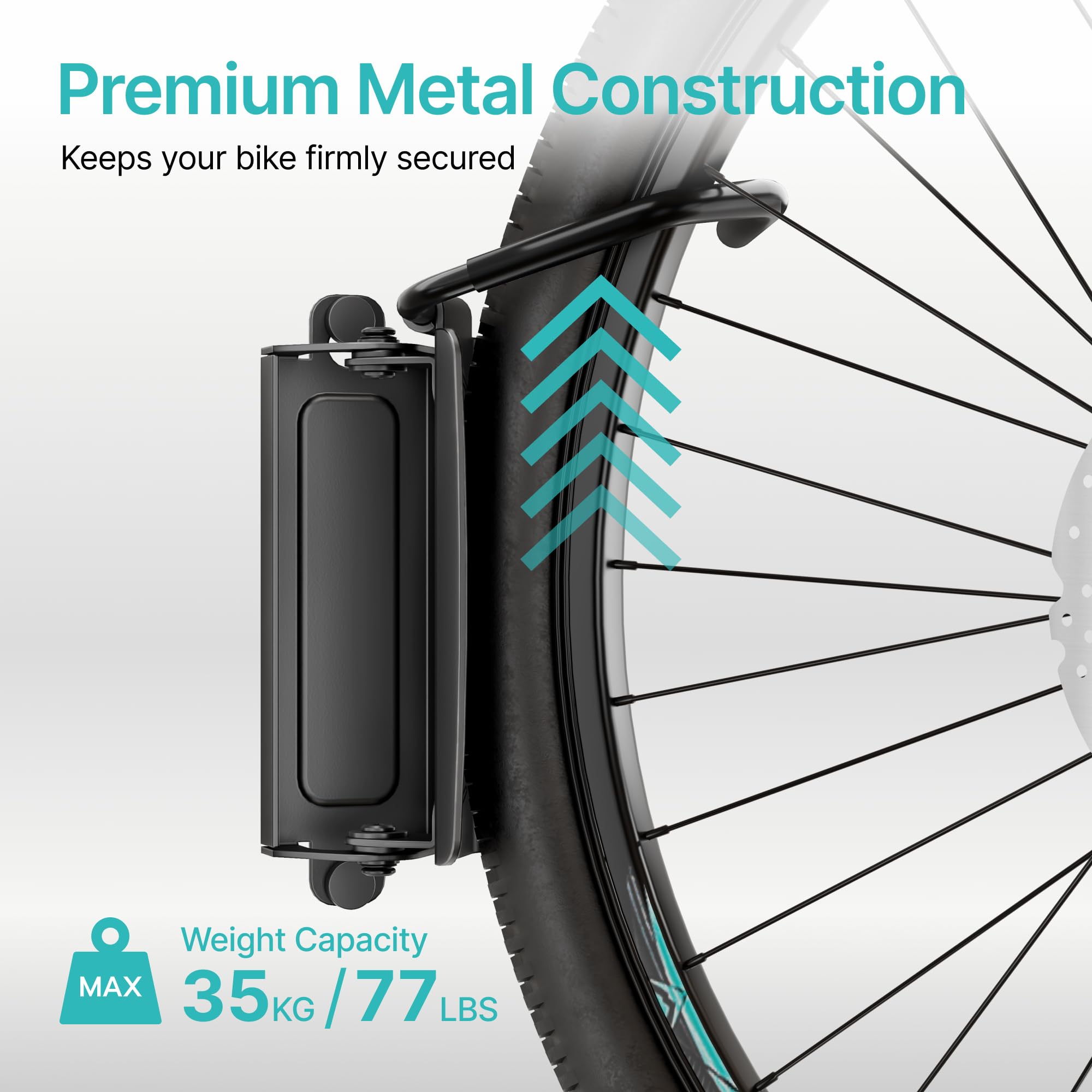PEGZONE Paquete de 4 soportes de pared giratorios para bicicleta, colgadores de pared para garaje, soporte de pared para bicicletas, ahorro de espacio, soporte de pared estable, soporta hasta 35 kg