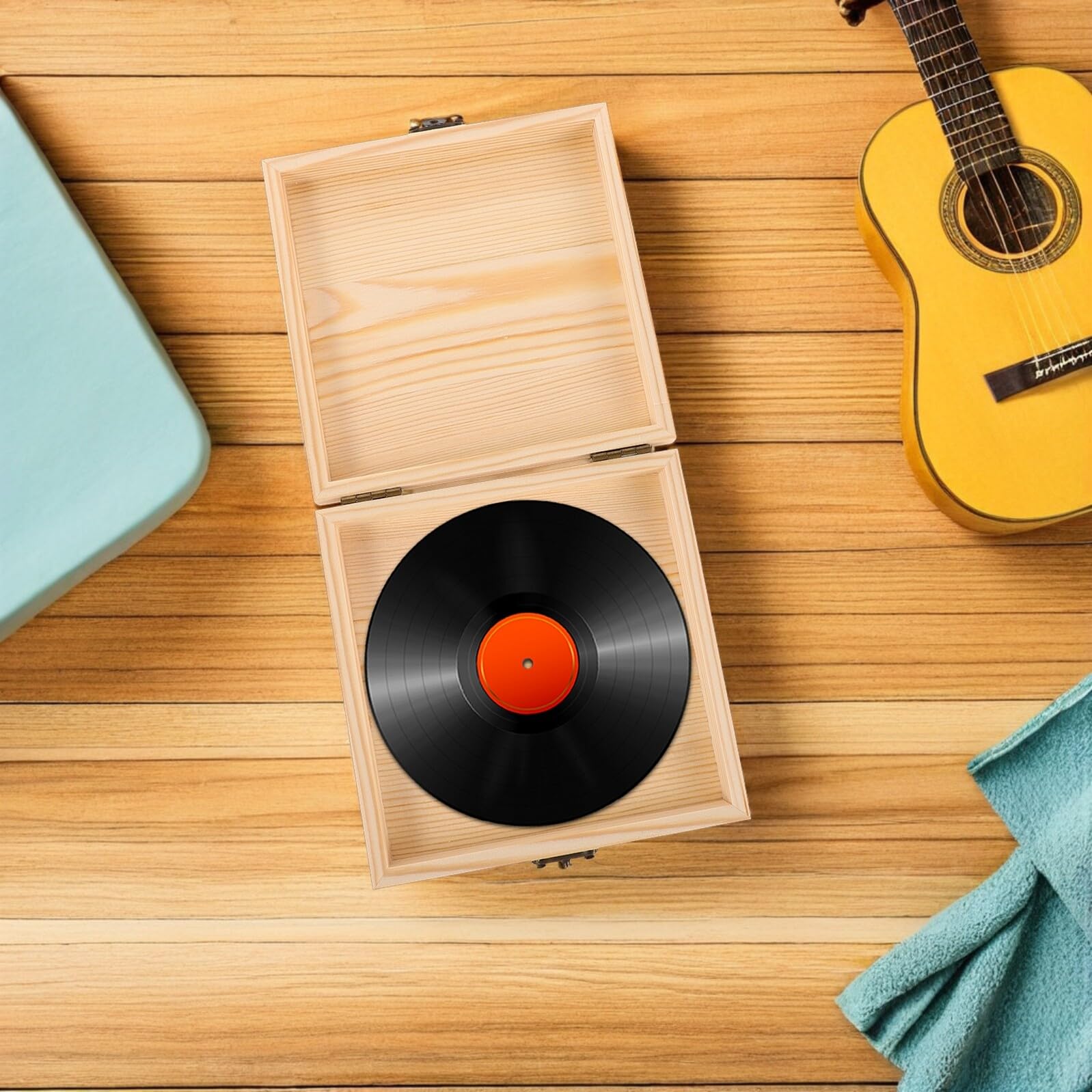 Mikikit Scatola Espositiva per CD e Dvd in Legno Quadrata Stile Rustico e Retrò, Organizer Versatile la Conservazione di Dischi in Casa e Ufficio