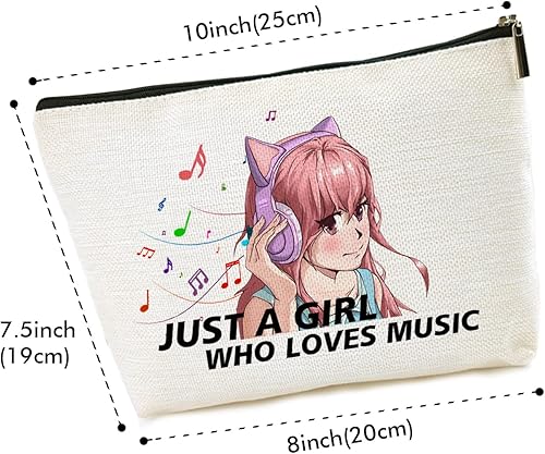 Miniatura 2 de Bolsa de maquillaje para fanáticos del anime, regalo para amantes del anime, Just A Girl Who Loves Music, bolsa de cosméticos para mujeres, niñas,