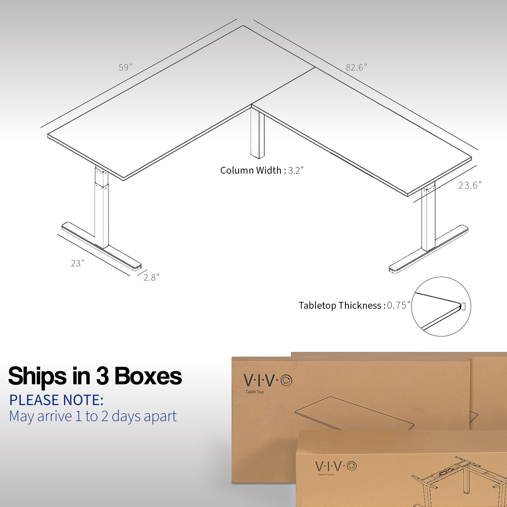 VIVO Electric Height Adjustable 83 x 60 inch Corner Stand Up Desk 2 Solid Bamboo Table Tops White — view 3